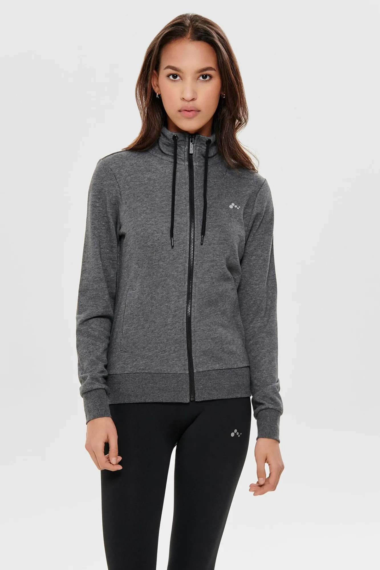 Only Play Sudadera Con Cremallera Cuello Alto Gris New