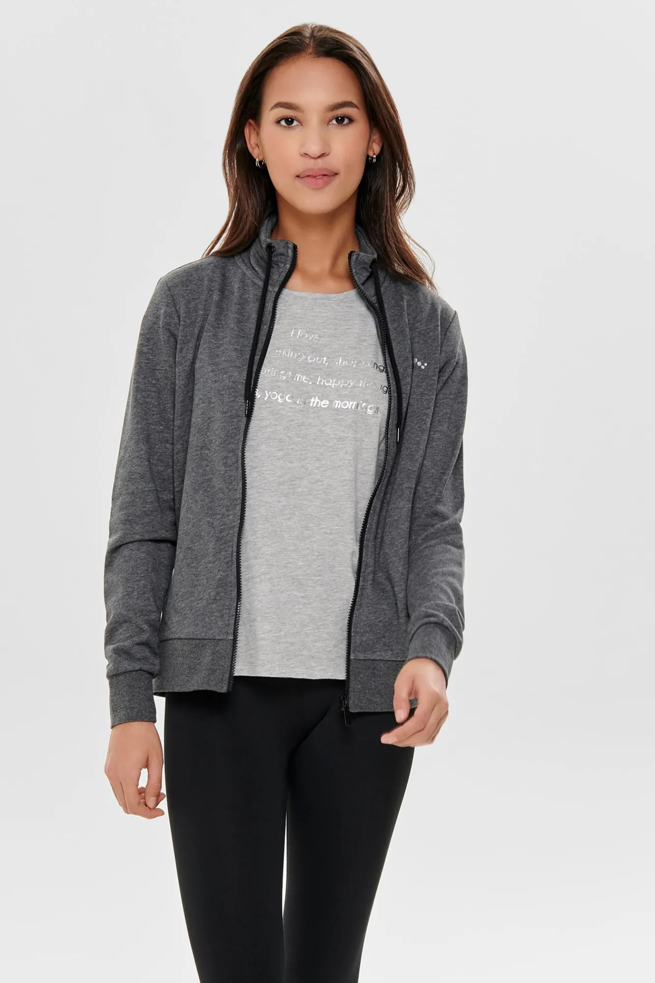 Only Play Sudadera Con Cremallera Cuello Alto Gris New