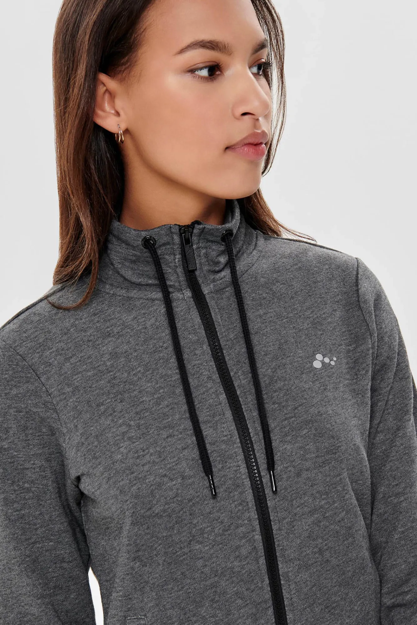 Only Play Sudadera Con Cremallera Cuello Alto Gris New