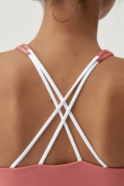 Born Living Yoga Top Daira Pink Peach/White Rosa