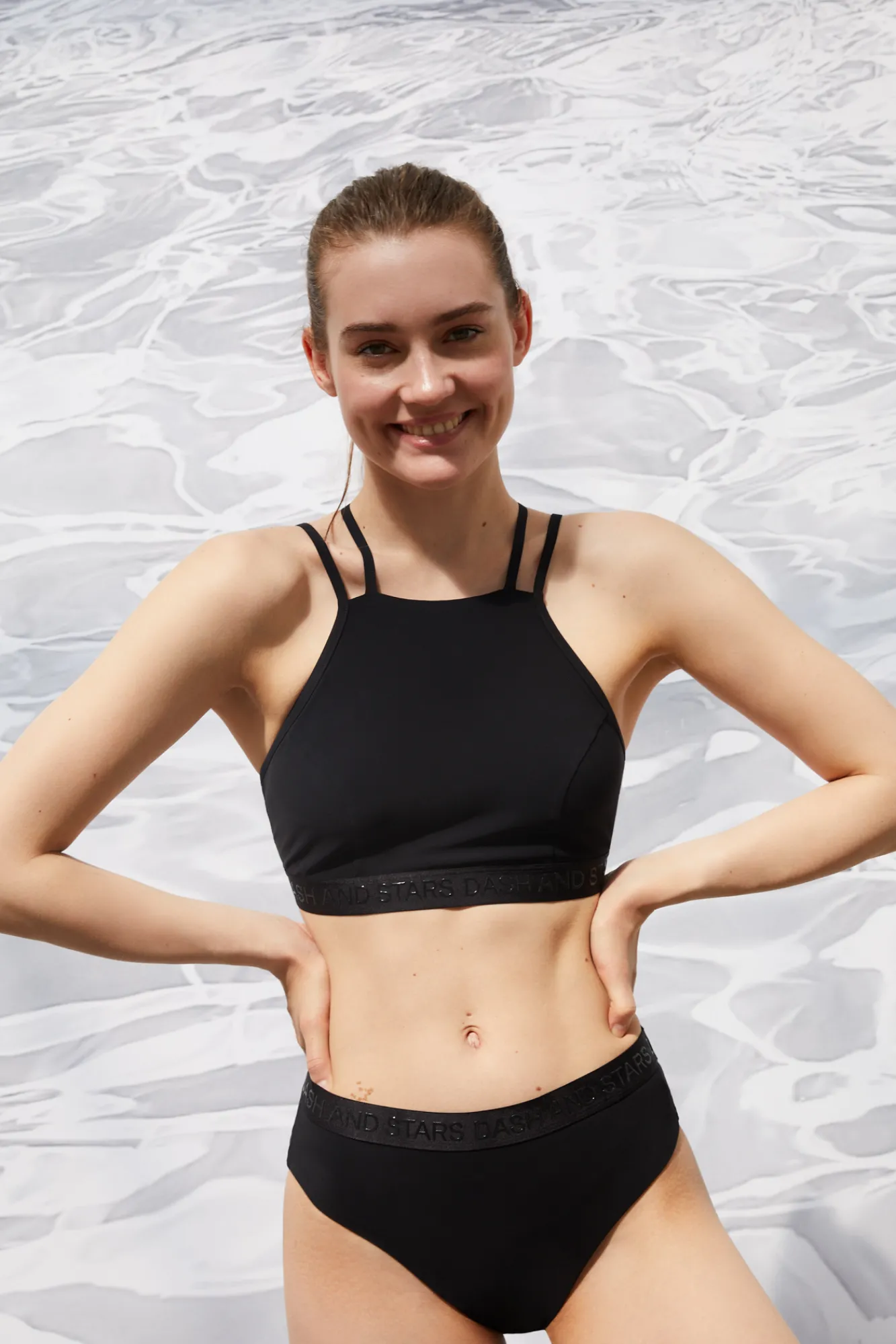 Dash and Stars Top De Bikini Tiras Quick Dry Negro Clearance