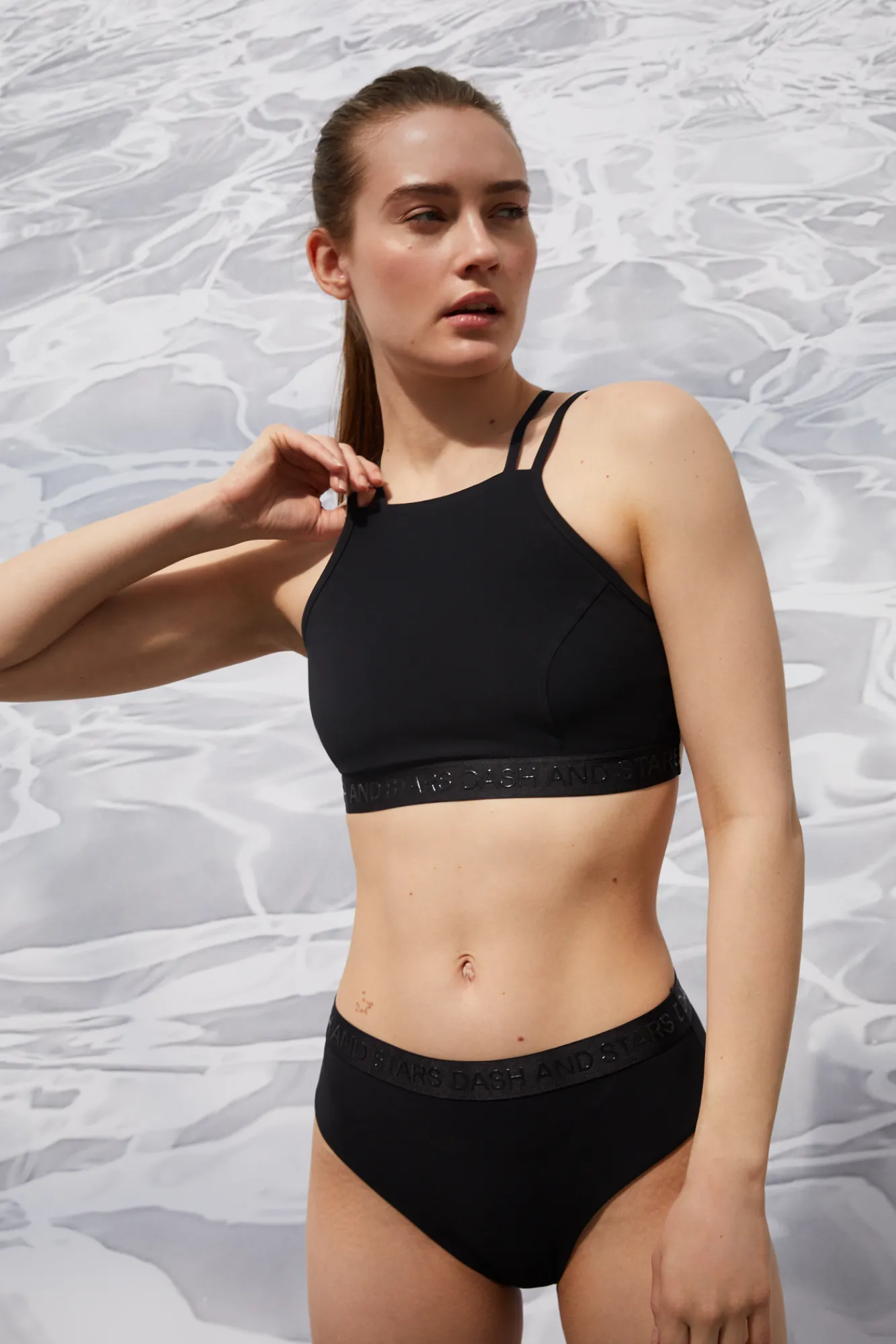Dash and Stars Top De Bikini Tiras Quick Dry Negro Clearance