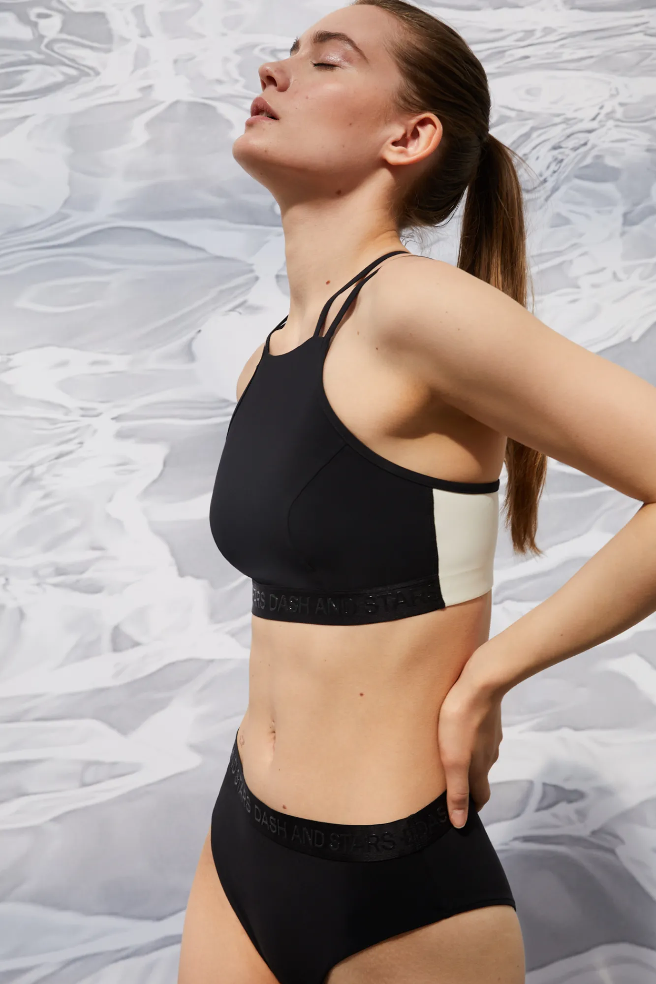 Dash and Stars Top De Bikini Tiras Quick Dry Negro Clearance