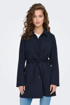 Only Trench Cinturon Azul Medio Hot