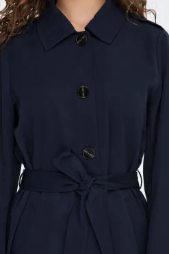 Only Trench Cinturon Azul Medio Hot