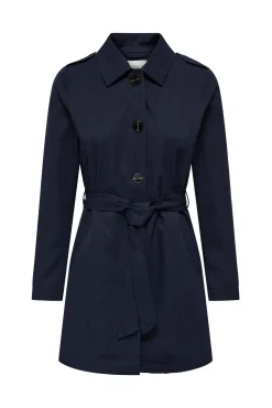 Only Trench Cinturon Azul Medio Hot