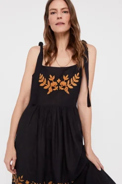 Cortefiel Vestido Bordado Negro