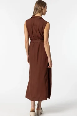 Tiffosi Vestido Camisero Con Cinturon Marron Medio Sale