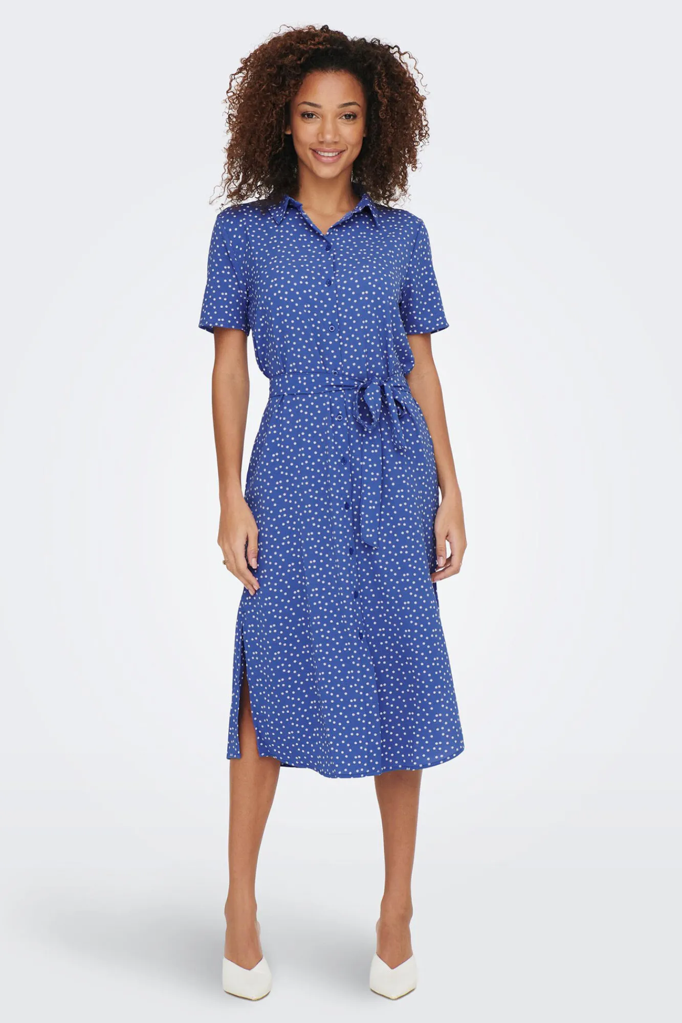 JDY Vestido Camisero Midi Azul Medio Discount