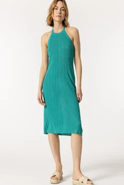 Tiffosi Vestido Canale Con Cuello Halter Verde Discount