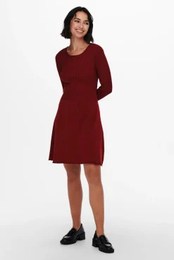 Only Vestido Canale Manga Larga Rojo Clearance
