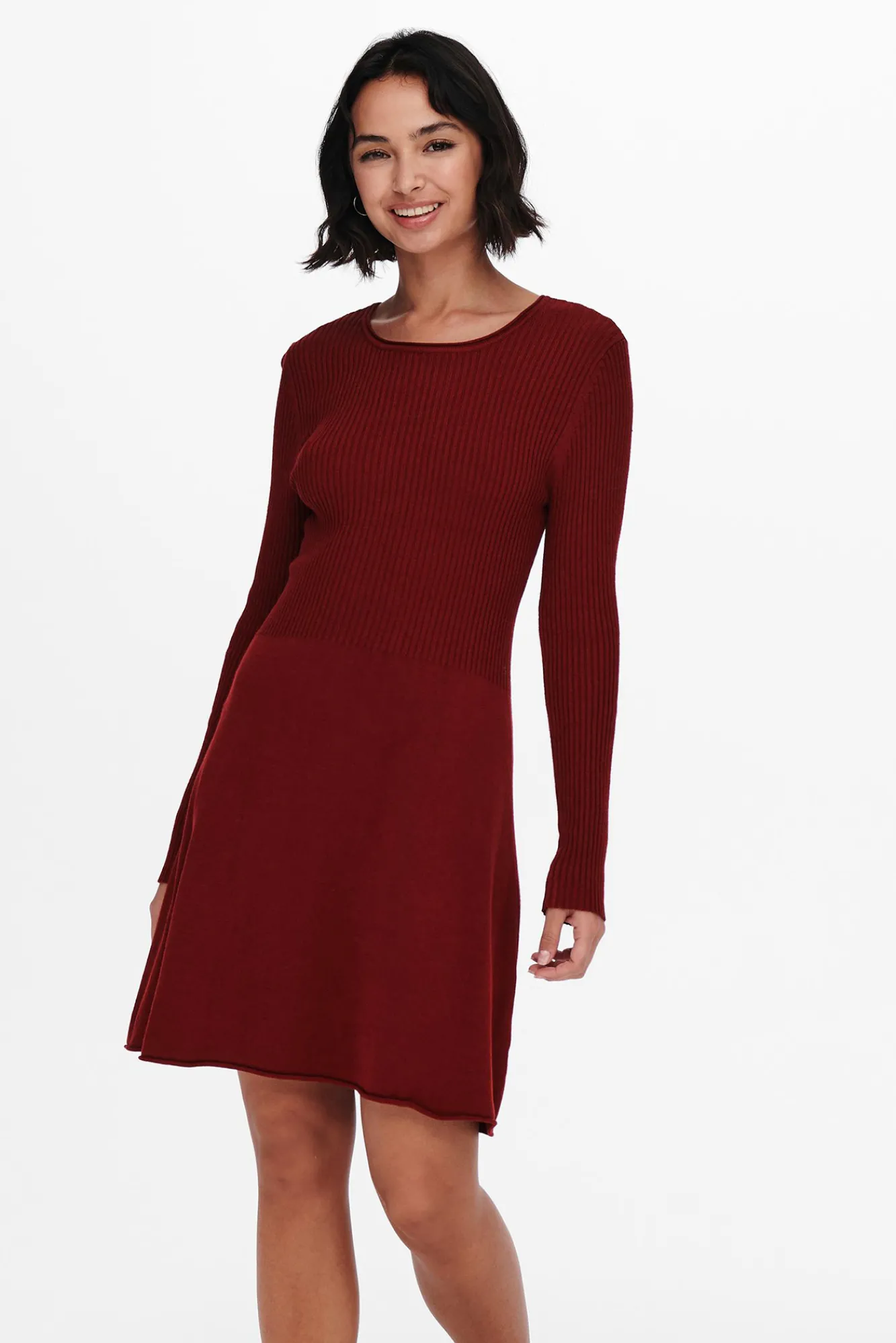 Only Vestido Canale Manga Larga Rojo Clearance