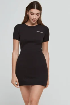 Champion Vestido Cenido Con Logotipo Pequeno Negro Sale