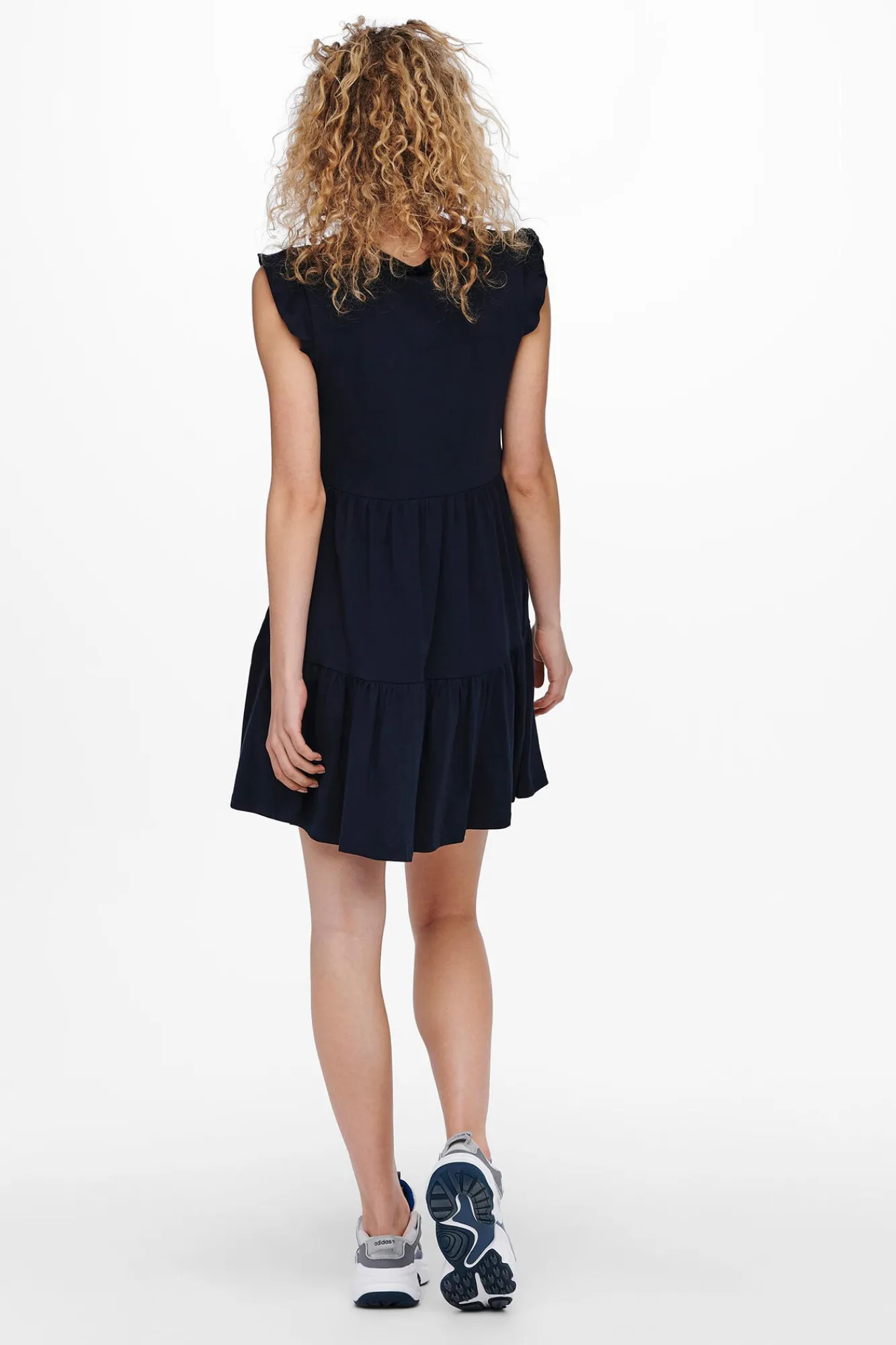 Only Vestido Con Volantes Azul Medio New
