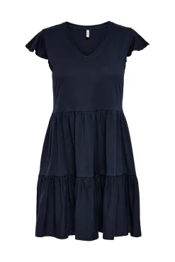 Only Vestido Con Volantes Azul Medio New