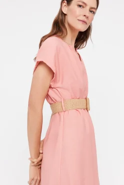 Cortefiel Vestido Confort Cinturon Coral Online