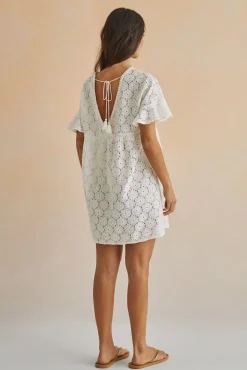 Women'secret Vestido Corto 100% Algodon Bordado Beige Hot