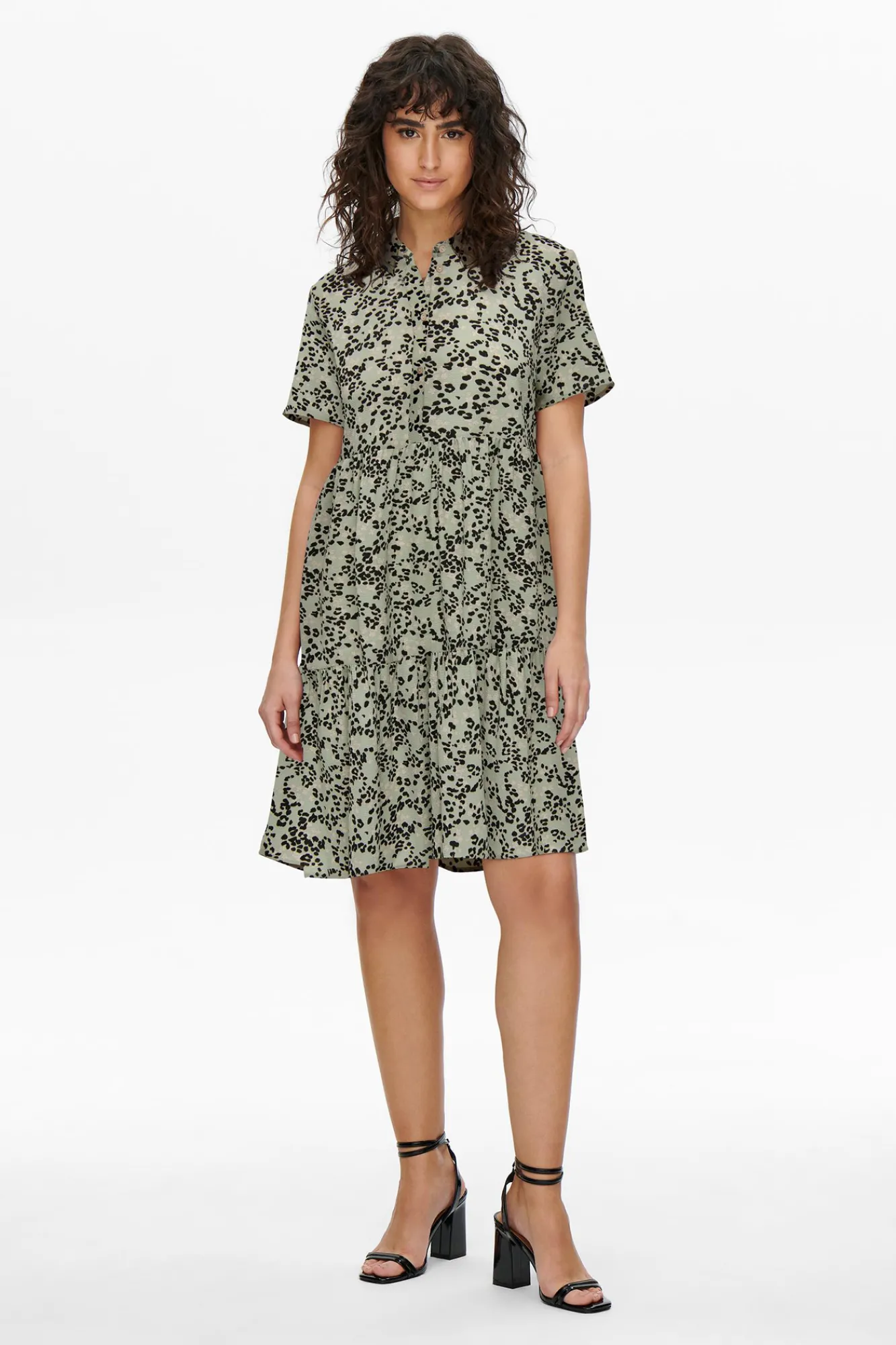 JDY Vestido Corto Camisero Verde Discount