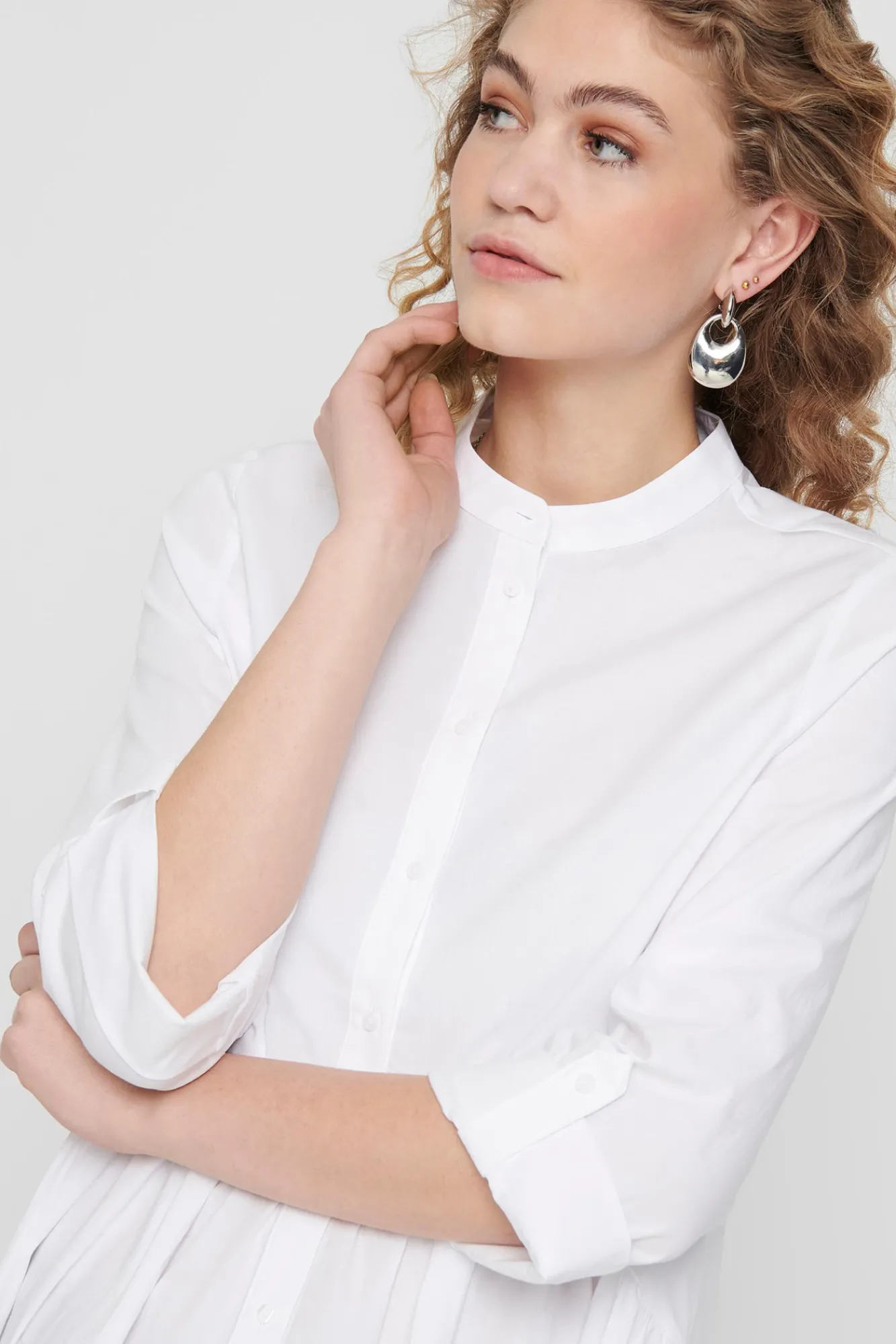 Only Vestido Corto Camisero Blanco Discount