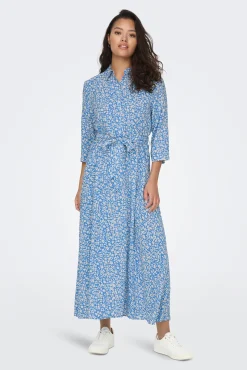 JDY Vestido Corto Camisero Azul Medio Discount