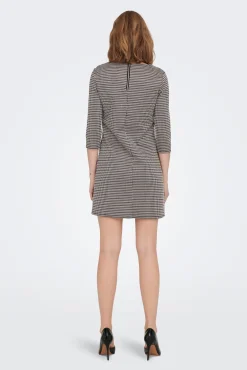 Only Vestido Corto Con Magas 3/4 Estampado Marron New