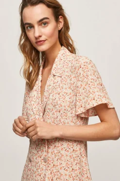 Pepe Jeans Vestido Corto Con Volante Y Solapas En El Cuello. Multicolor Clearance