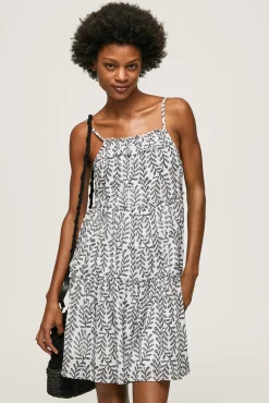 Pepe Jeans Vestido Corto Con Volumen De Tirantes. Multicolor Best