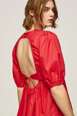 Pepe Jeans Vestido Corto Con Volumen. Rojo Sale