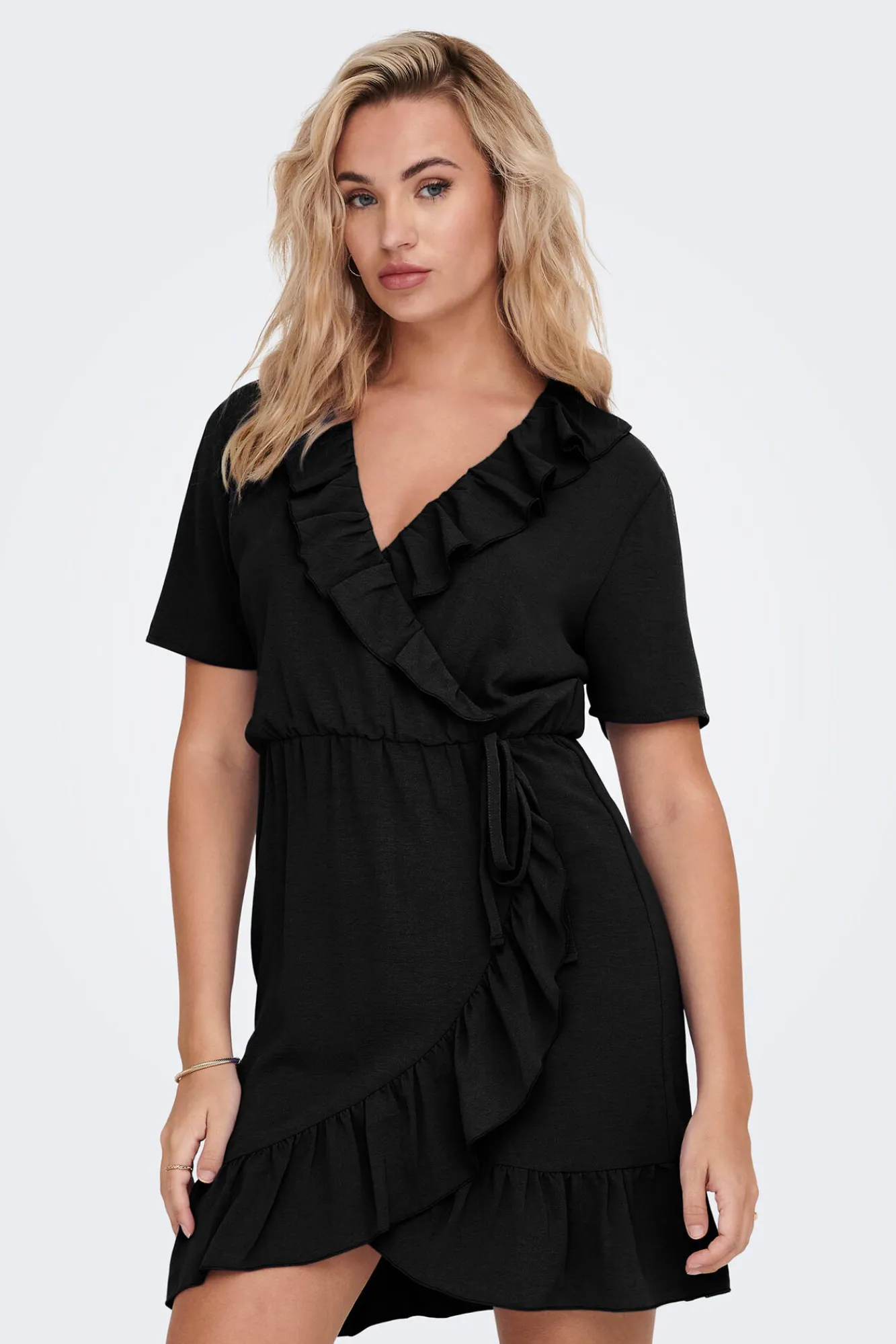 JDY Vestido Corto Cruzado Negro Discount