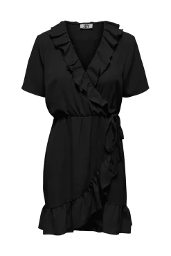JDY Vestido Corto Cruzado Negro Discount