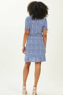 Pimkie Vestido Corto Cruzado Estampado Azul Online