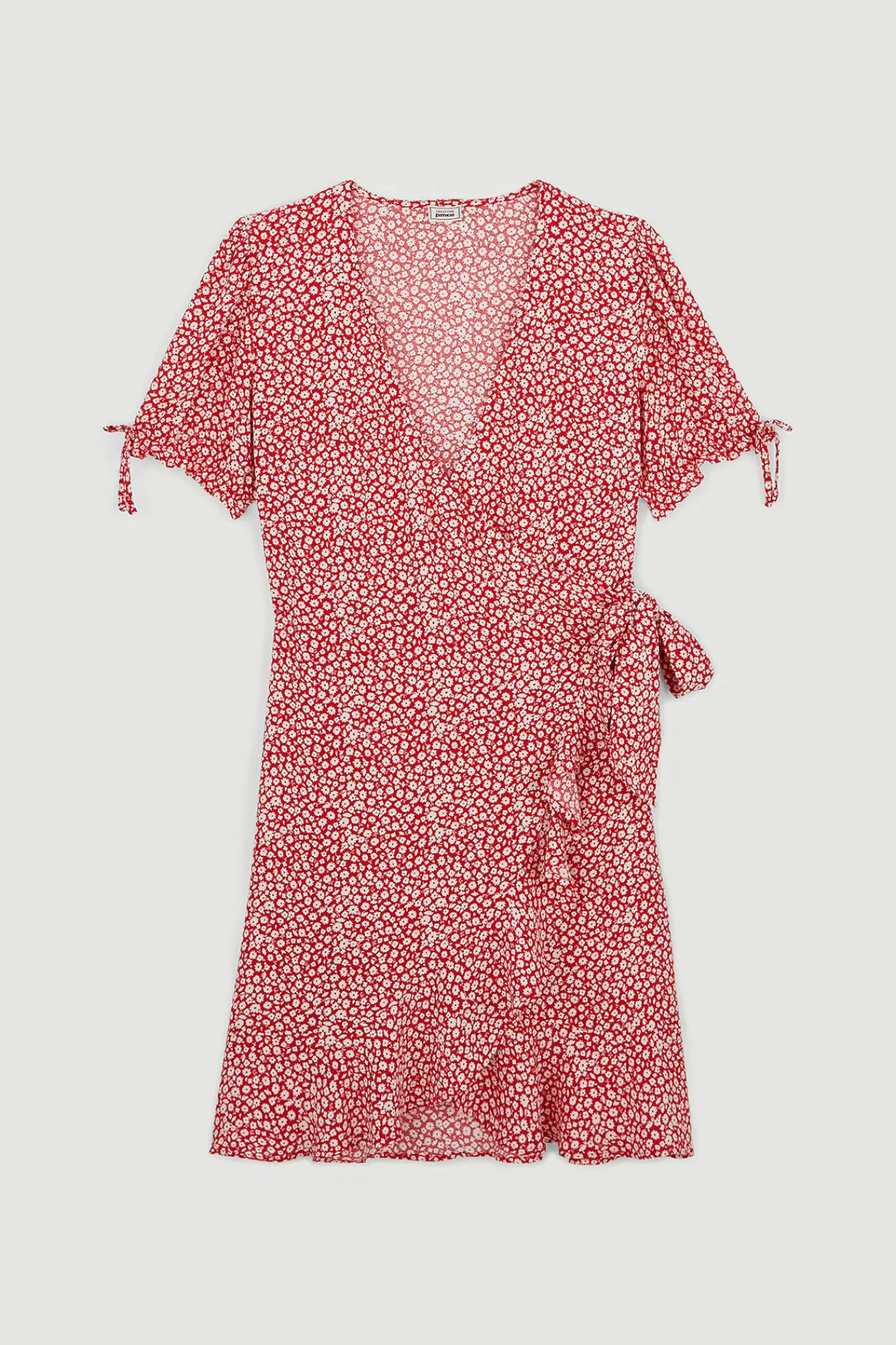 Pimkie Vestido Corto Cruzado Estampado Rojo Hot