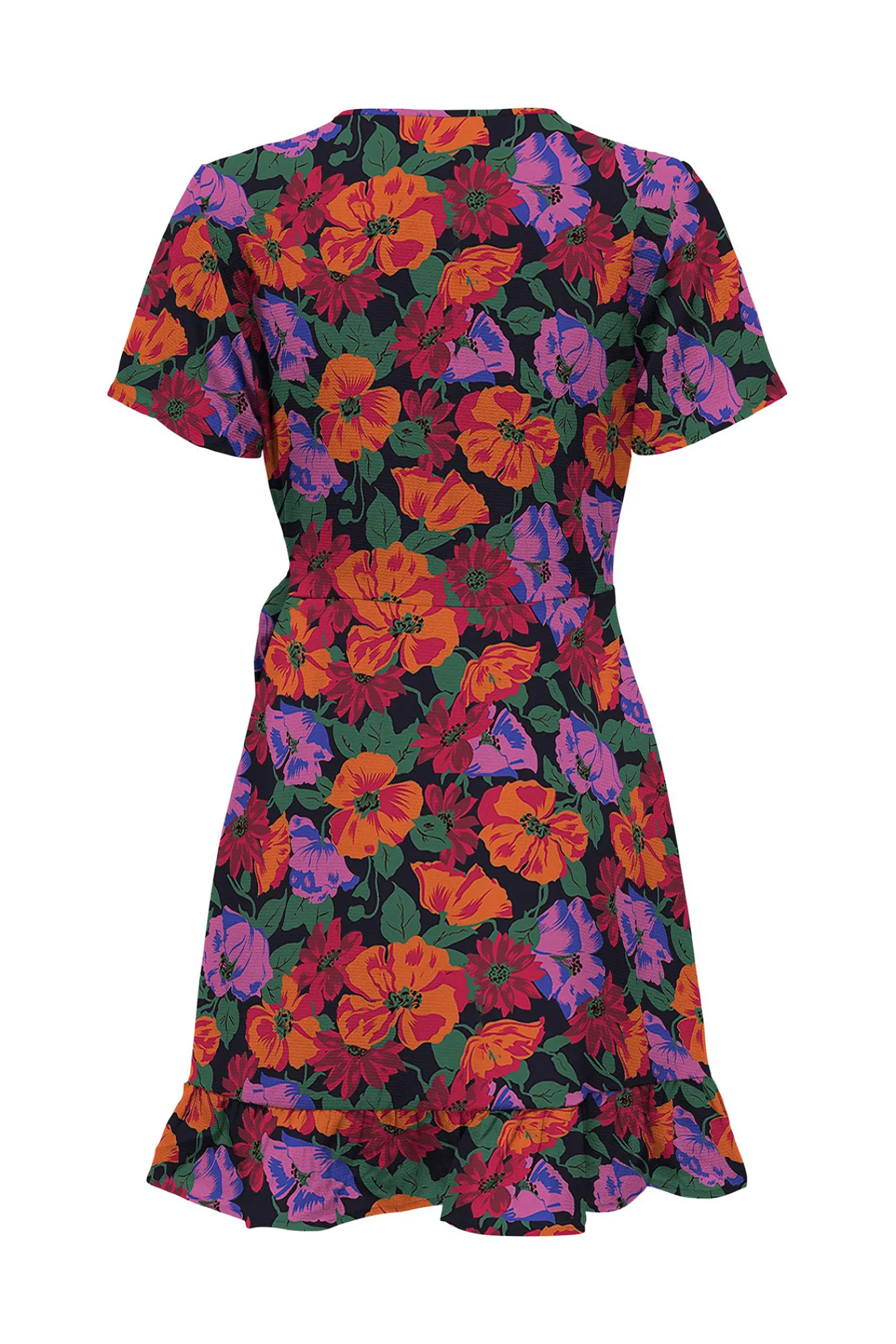 Only Vestido Corto Cruzado De Manga Corta Naranja Best