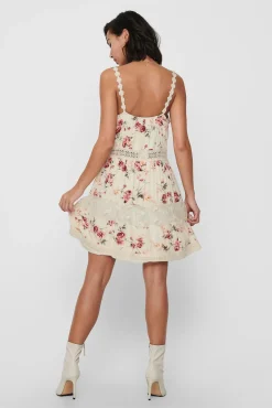 Only Vestido Corto Cuello Pico Blanco Online
