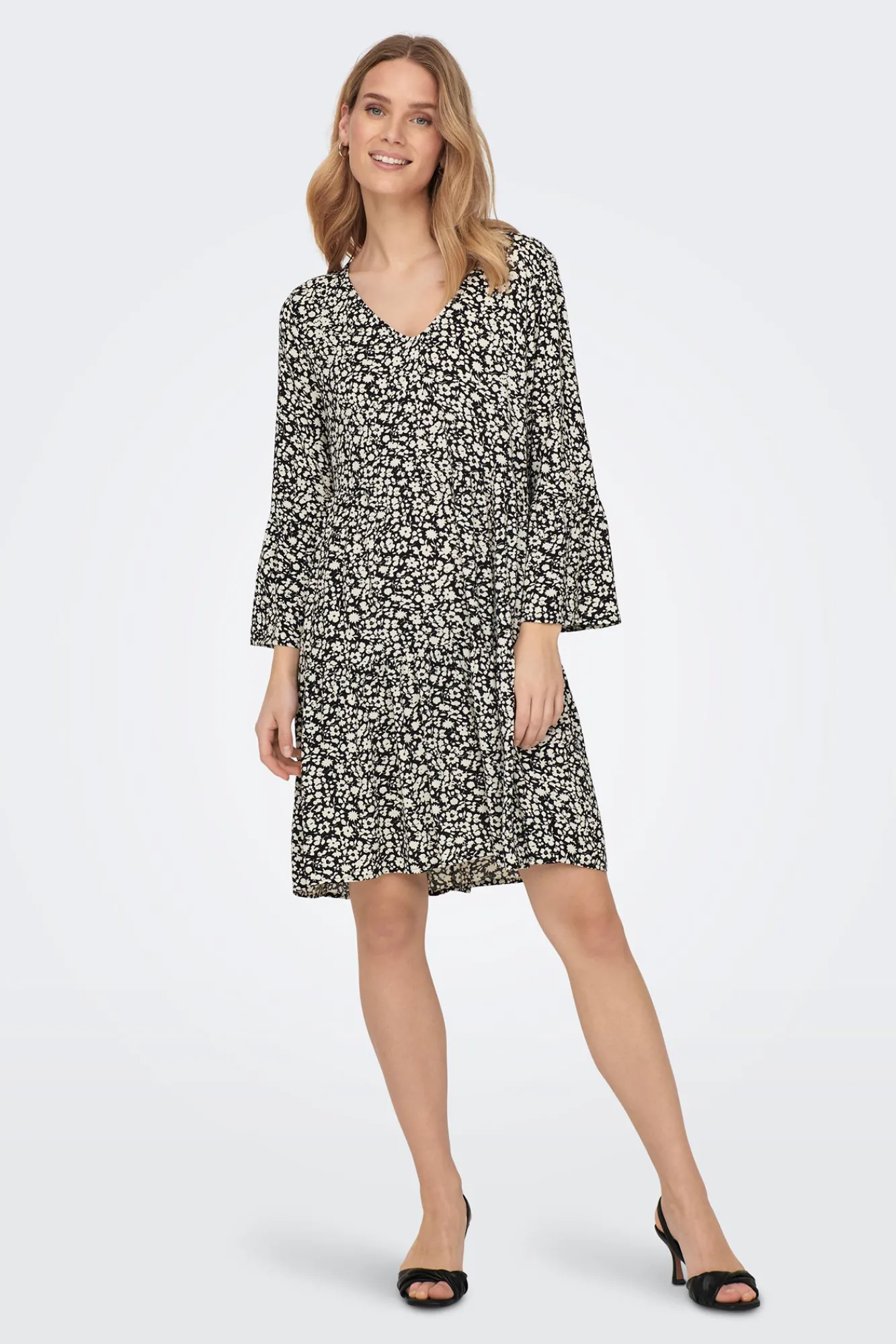 JDY Vestido Corto Cuello V Negro