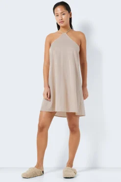 Noisy May Vestido Corto De Lino Blanco Outlet