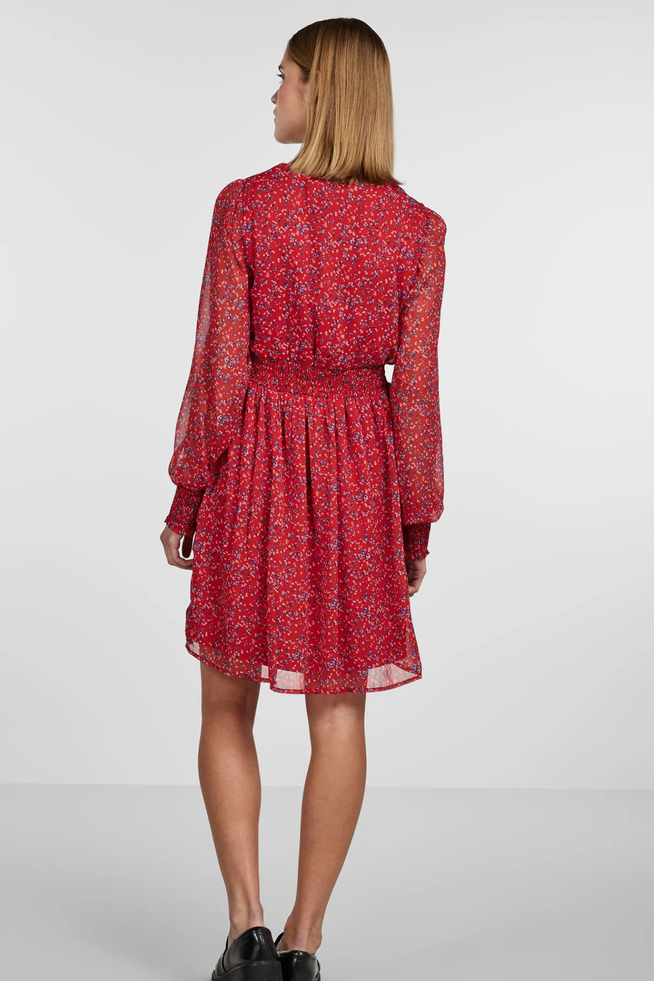 Pieces Vestido Corto De Manga Larga Y Con Estampado. Rojo Discount