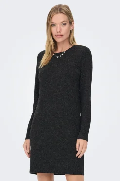 Only Vestido Corto De Punto Negro Online
