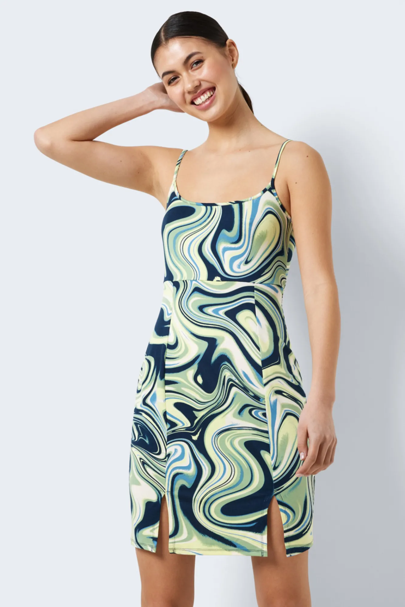 Noisy May Vestido Corto De Tirantes Verde Outlet