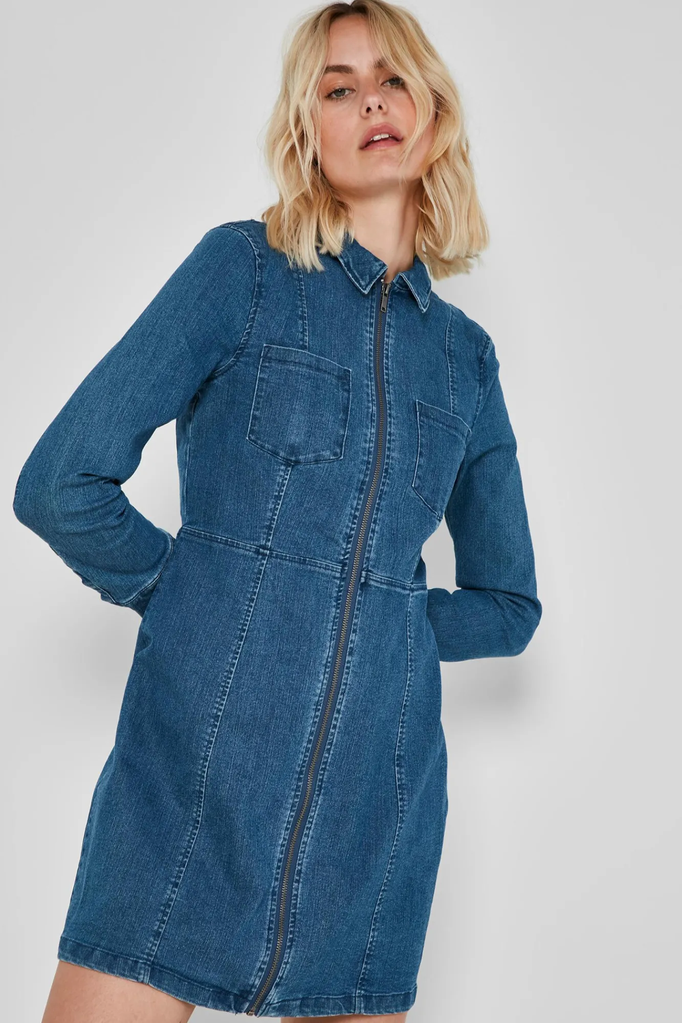 Noisy May Vestido Corto Denim Azul Medio Online