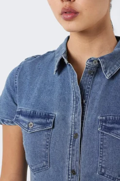 Noisy May Vestido Corto Denim Azul Medio Sale