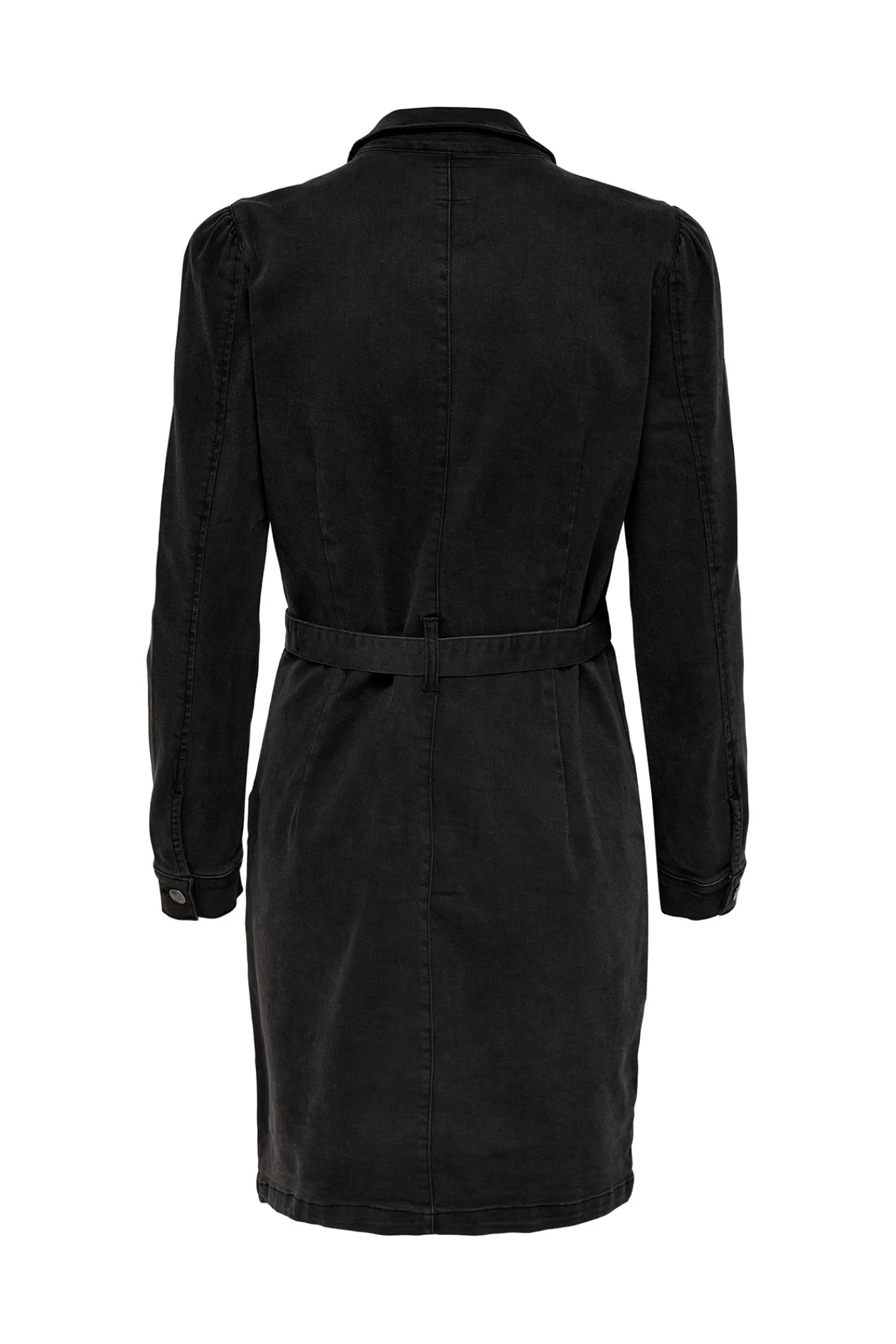Only Vestido Corto Denim Manga Larga Negro Sale