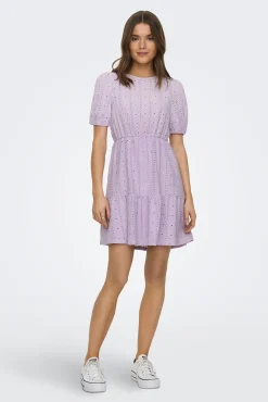 JDY Vestido Corto Detalles Calados Morado Clearance