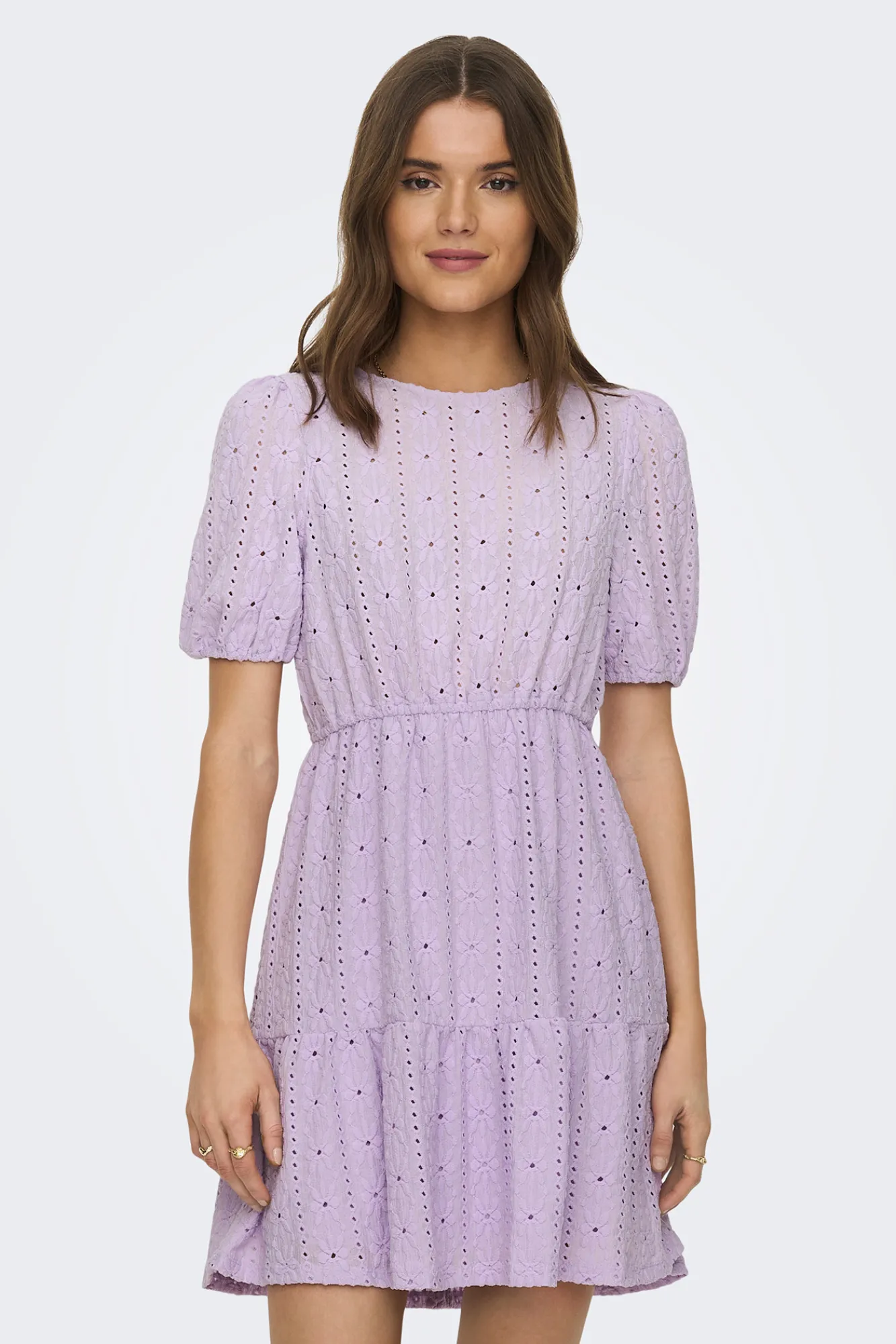 JDY Vestido Corto Detalles Calados Morado Clearance