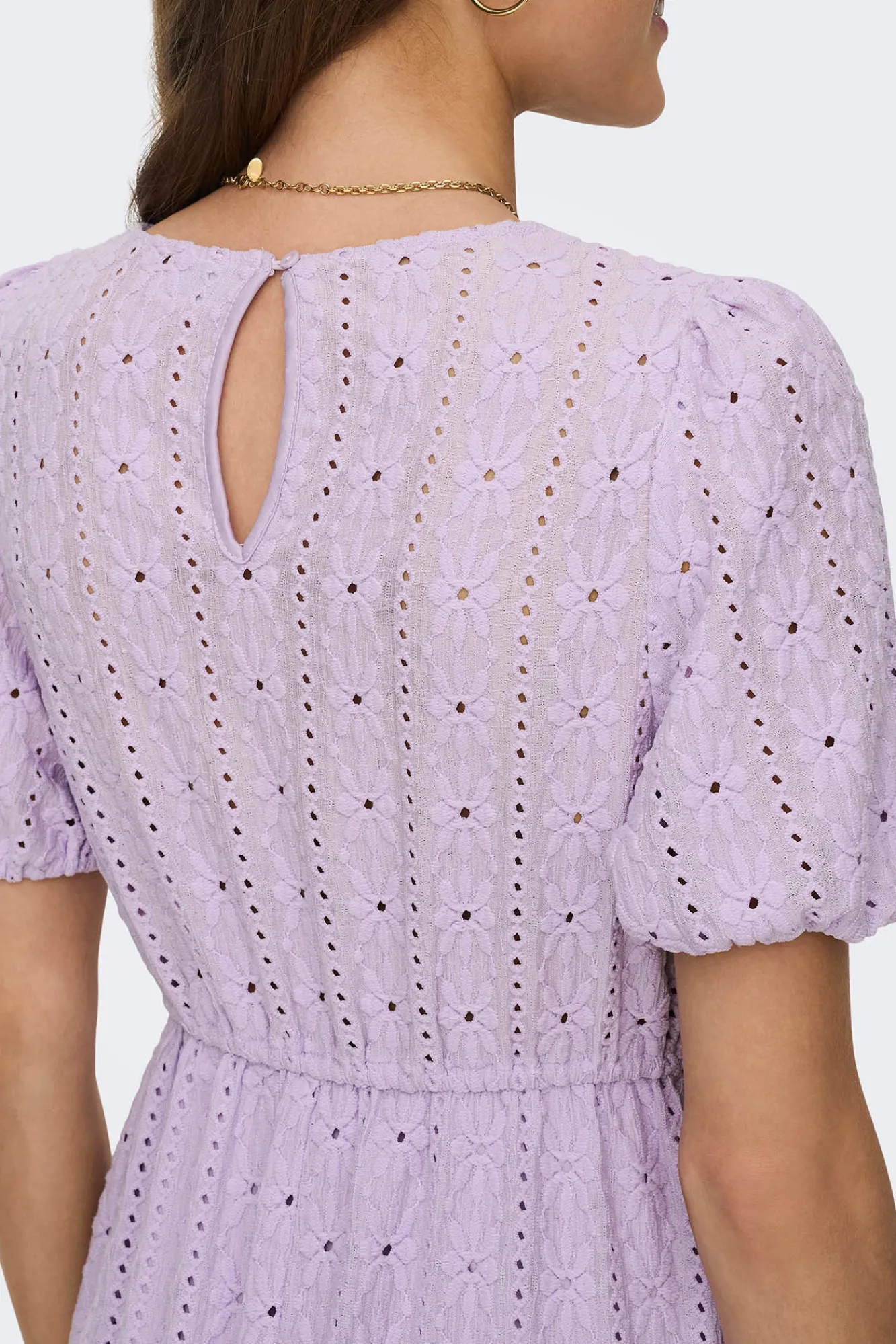 JDY Vestido Corto Detalles Calados Morado Clearance