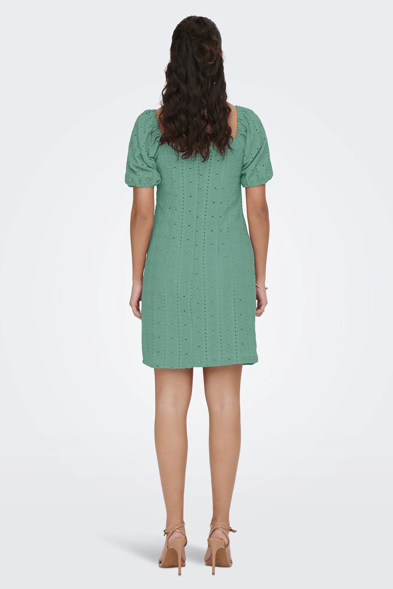 JDY Vestido Corto Detalles Calados Verde Discount