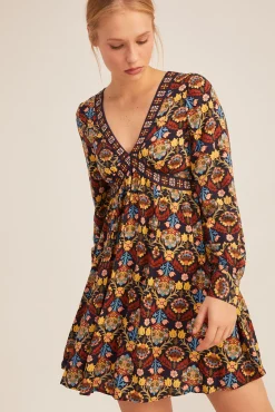 * Vestido Corto Escote Cenefas Navy New