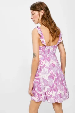 * Vestido Corto Escote Lazo Lila Discount