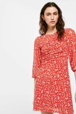 * Vestido Corto Frunces Rojo Clearance
