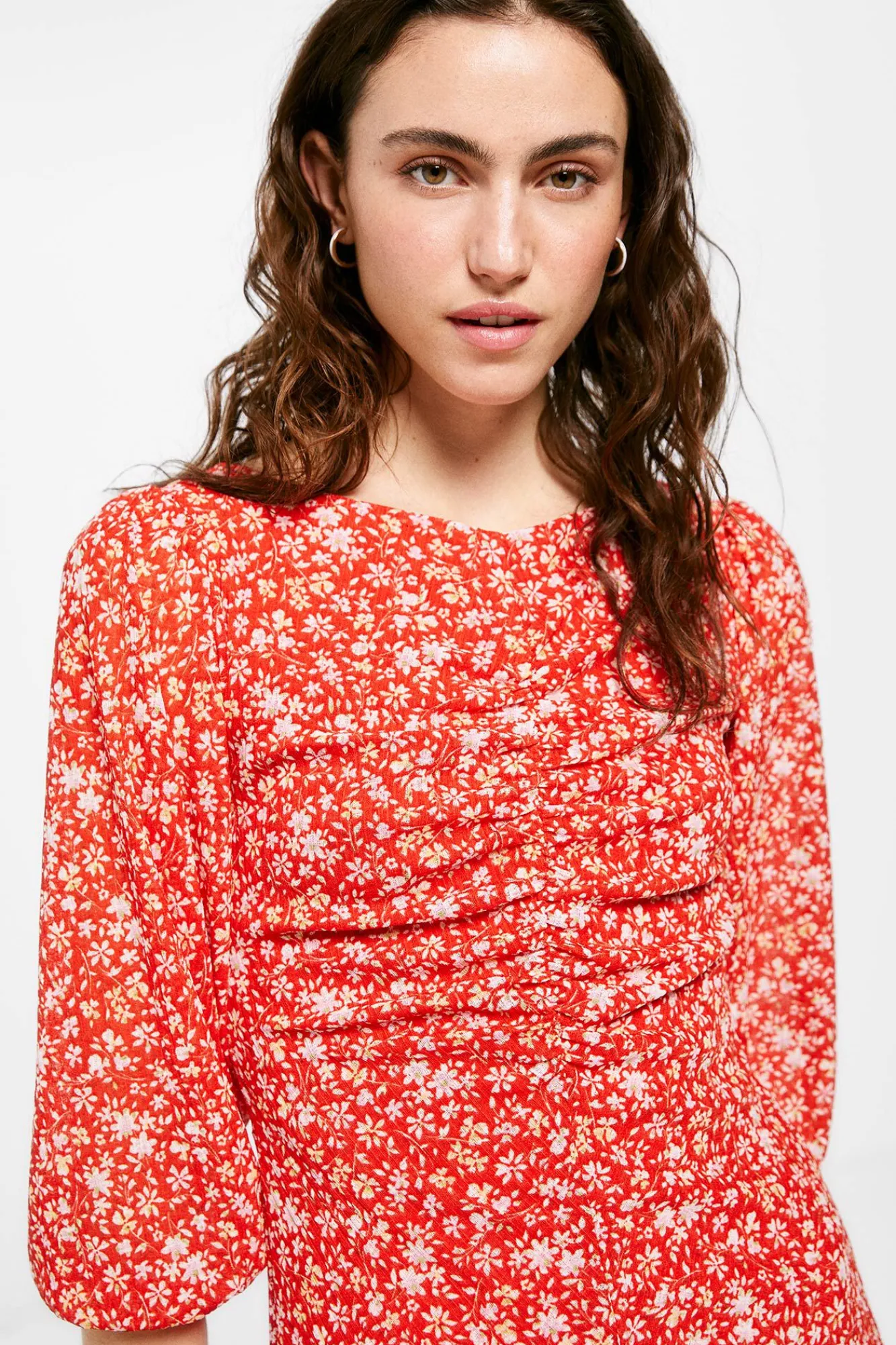 * Vestido Corto Frunces Rojo Clearance